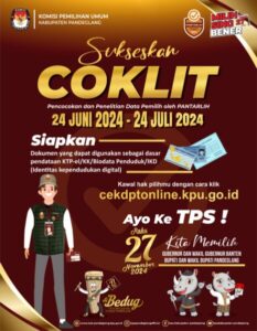 KPU Pandeglang laksanakan Pencocokan dan Penelitian (COKLIT) Data Pemilih oleh PANTARLIH 24 Juni 2024 – 24 Juli 2024